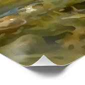 Poster Grenouille Verte Dans La Peinture Acrylique À Eau  (Coin)