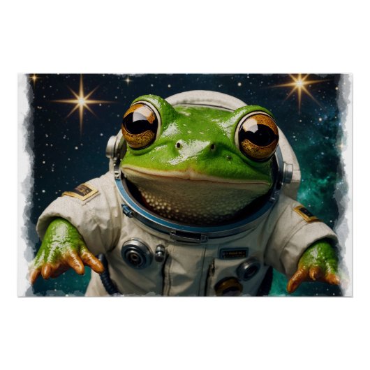 Poster Grenouille verte dans l'espace (Devant)