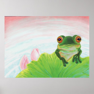 Poster Grenouille verte Se détendre dans l'étang