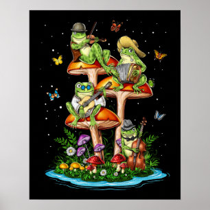 Poster Grenouilles à champignons