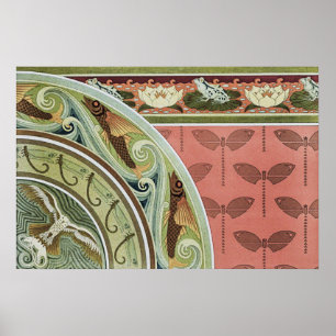 Poster Grenouilles, libellules, poissons volants, cerfs-v