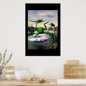 Poster Grenouilles Sauter sur CD Lily Pads (Cuisine)