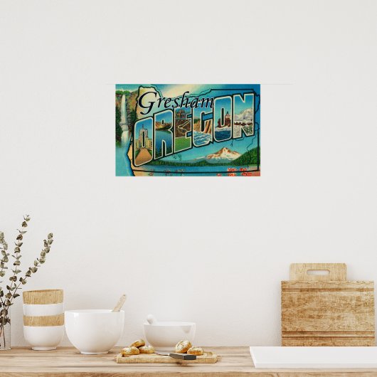 Poster Gresham, Oregon - Scènes de grandes lettres (Cuisine)