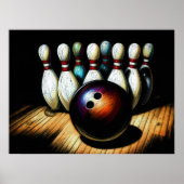 Poster Grève de Bowling Dessin Pastel (Devant)