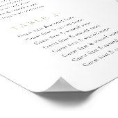 Poster Grevillea floral green wedding 16 tables plan (Coin)