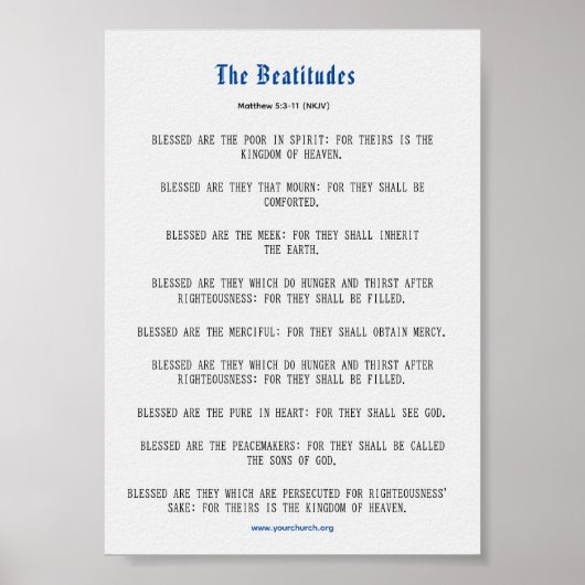 Poster Grey and Blue Beatitudes Inspiration (Devant)