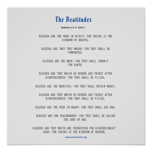 Poster Grey and Blue Beatitudes Inspiration (Devant)