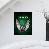 Poster Grey Bat Wings Spread Spooky Green Cave Black