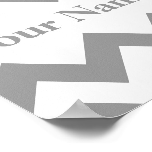 Poster Grey Bold Chevron avec nom (Coin)
