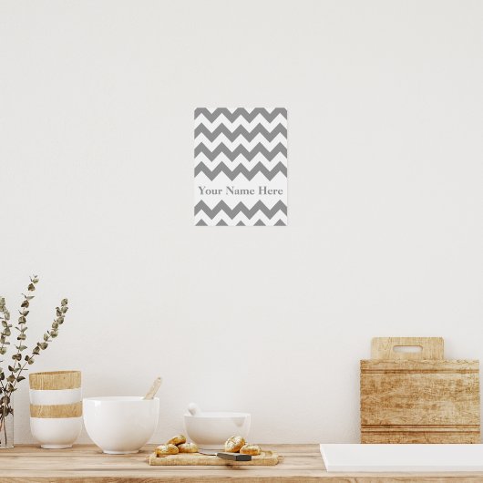 Poster Grey Bold Chevron avec nom (Cuisine)