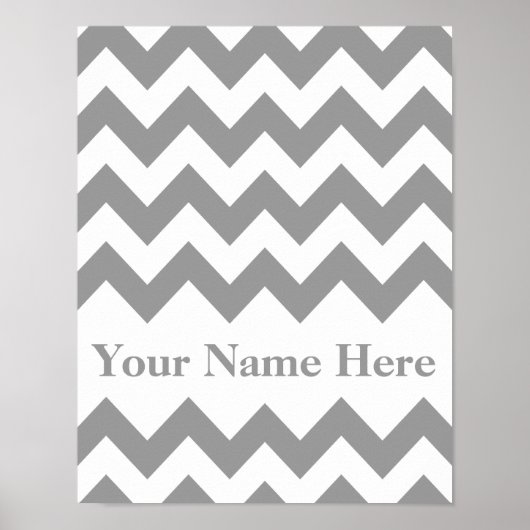 Poster Grey Bold Chevron avec nom (Devant)