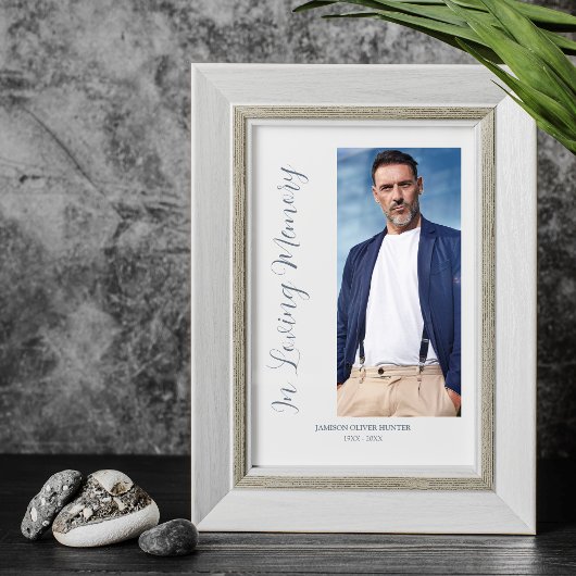 Poster Grey Elegant Minimalist Memorial Photo Funeral