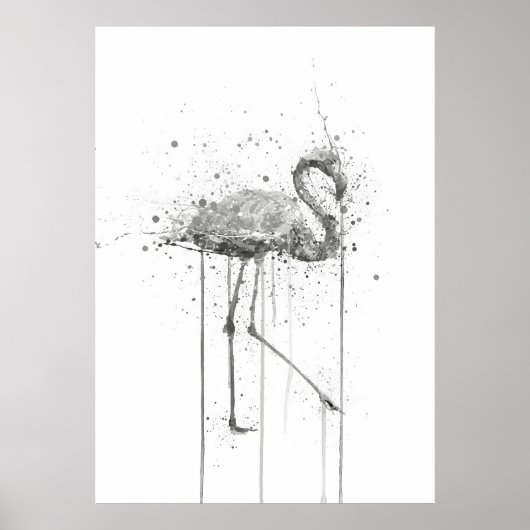 Poster Grey Pink Flamingo (Devant)
