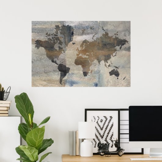 Poster Grey Stone Map (Bureau à domicile)