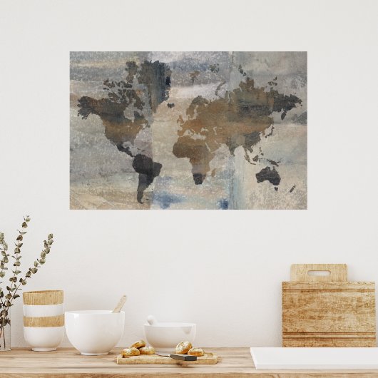 Poster Grey Stone Map (Cuisine)