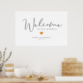 Poster Grey Whimsical Bienvenue Mariage Orange Heart (Cuisine)