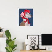 Poster Greyhound avec Casquette en laine rouge (Bureau à domicile)