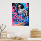 Poster Greyhound Drawing w Water Splash Color Background (Cuisine)