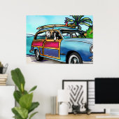 Poster Greyhounds dans un bol à la plage (Bureau à domicile)