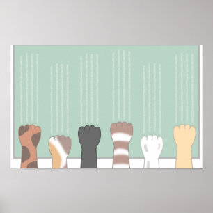 Poster Griffes de chat mignonnes qui laissent des égratig
