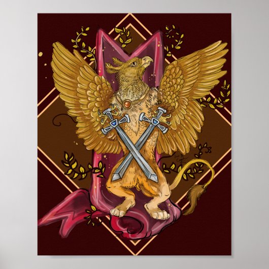 Poster Griffin mystique avec épées (Devant)