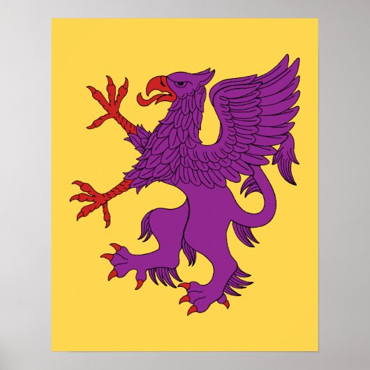 Poster Griffin rampant pourpre (Devant)