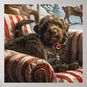 Poster Griffon à poil dur de Korthals Noël Fête