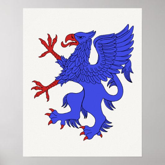 Poster Griffon rampant azur (Devant)
