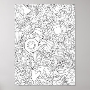 Poster Griffonnage 2 de café et de thé