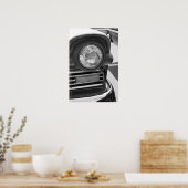 Poster grill de phare de voiture classique noir et blanc (Cuisine)