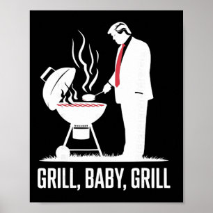 Poster Grill par Grill drôle de silhouette de Trump 4 jui
