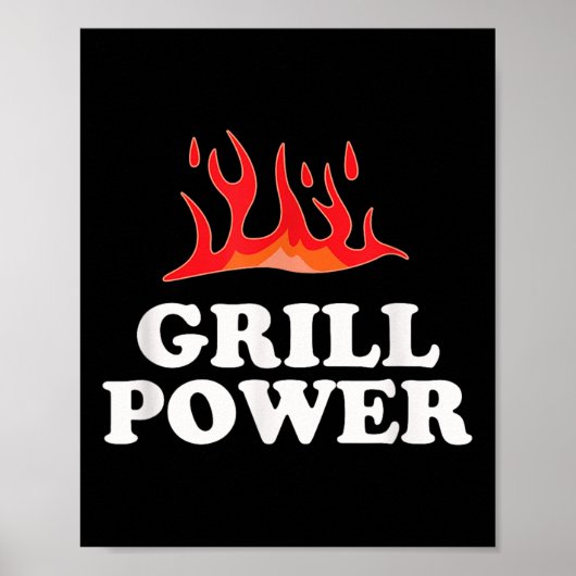 Poster Grill Power - Drôle Barbeque Bbq Slogan Dit (Devant)