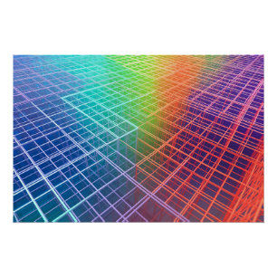 Poster Grille 3D multicolore