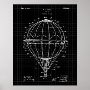Poster Grille chaude de noir d'impression d'art de brevet