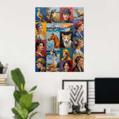 Poster Grille d'art à panneaux multiples (Bureau à domicile)