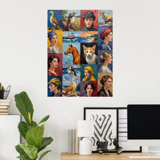 Poster Grille d'art à panneaux multiples (Bureau à domicile)