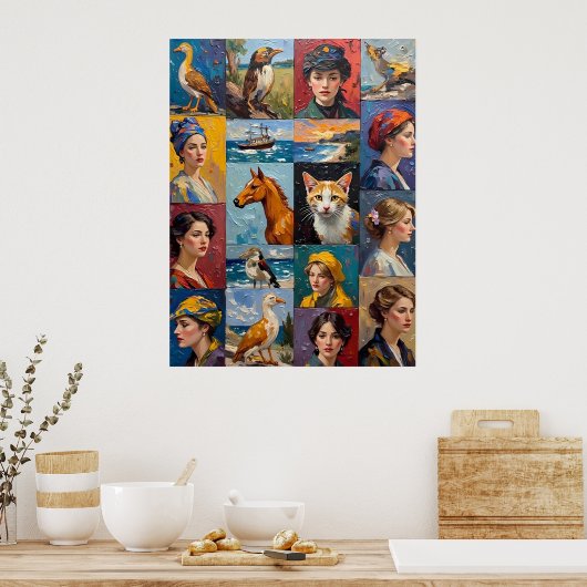 Poster Grille d'art à panneaux multiples (Cuisine)