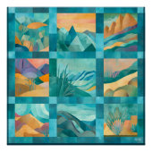 Poster Grille d'art Abstrait du désert turquoise encadré  (Devant)