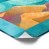 Poster Grille d'art Abstrait du désert turquoise encadré  (Coin)