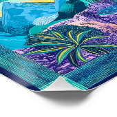 Poster Grille d'art du désert encadré turquoise et bleu - (Coin)