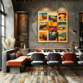 Poster Grille d'art du désert encadrée d'or - Géométrique