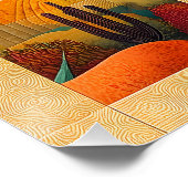 Poster Grille d'art du désert encadrée d'or - Géométrique (Coin)