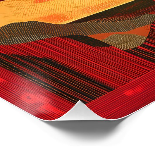 Poster Grille d'art du désert encadrée en rouge - Gras gé (Coin)