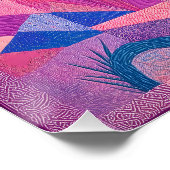 Poster Grille d'art du désert encadrée rose - Géométrique (Coin)