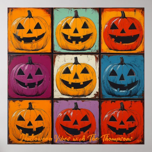 Poster Grille de citrouilles Jack-o'-Lantern Art Pop pour (Devant)