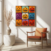Poster Grille de citrouilles Jack-o'-Lantern Art Pop pour