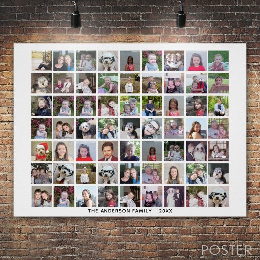 Poster Grille de collage photo de 63 Carrés avec texte - 