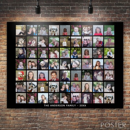 Poster Grille de collage photo de 63 Carrés avec texte -