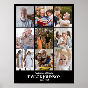 Poster Grille de collage photo personnalisé 9 photos 12x1