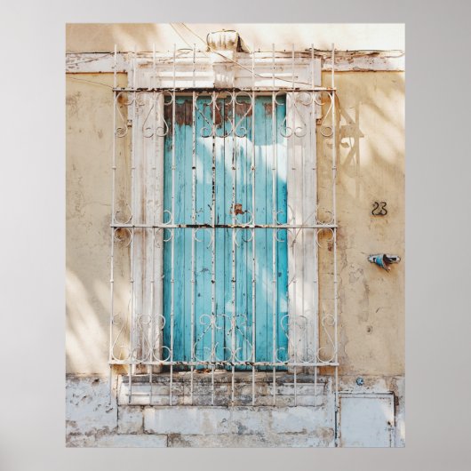 Poster Grille de fenêtre en acier blanc (Devant)